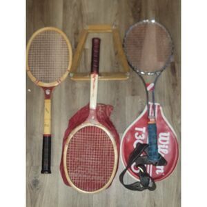 Vintage Tennis Racquets Wilson T3000 w Case, Newport Frame Bancroft Custom Built